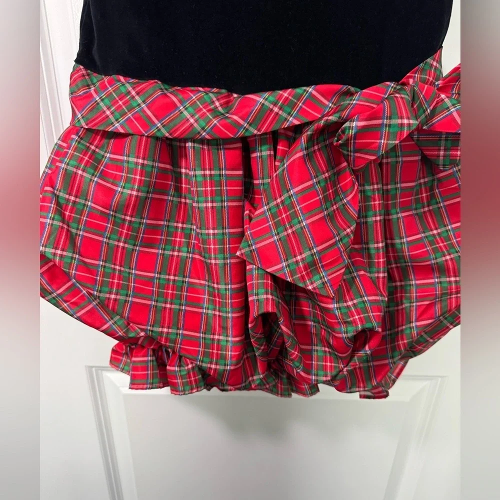 Ruth Of Carolina Velvet Christmas Plaid Bubble Dress Girls Size 7 - Picture 2 of 5